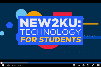 Video player screenshot with "New2KU: Technology for Students as intro banner to video.